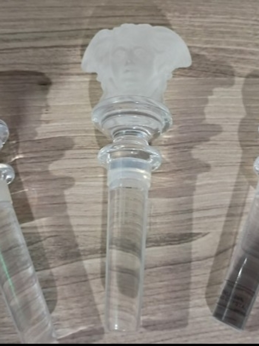 Set of 3 Versace Rosenthal Medusa Lumiere Bottle Stoppers
Crystal clear color